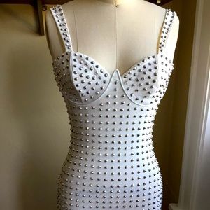 AKIRA Like New White Studded Mini Dress